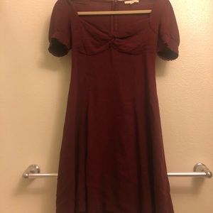 Lower Cut, Semi sleeve burgundy dress